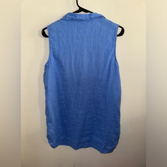 JNY Jones New York Light Blue Popover Linen Tank Top Size Medium - Picture 4 of 4